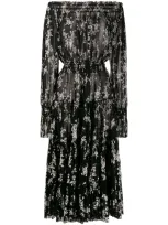 Norma Kamali Delicate Flowers Mesh Dress In Black