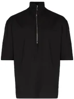 Maison Kitsuné Zip-up Short Sleeved Top In Black