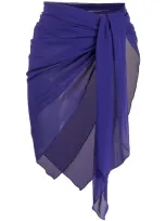 Fisico Sheer Tie Front Sarong In Blue