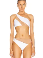 Norma Kamali Snake Mesh Bikini Top In White