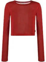 Woolrich Cropped Crew-neck Jumper In Red