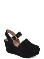 Chocolat Blu Wagga Platform Wedge Sandal In Black Suede