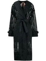 N°21 Eyelet-embroidered Trenchcoat In Black