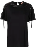 N°21 Crystal Detail Poplin T-shirt In Black