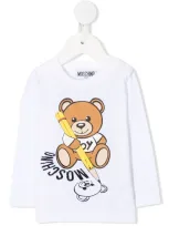 Moschino Kids' Logo Print T-shirt In White