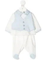 Monnalisa Babies' Waistcoat-panel Romper Set In White