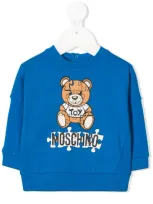 Moschino Babies' Teddy Bear Logo Sweatshirt In Blue