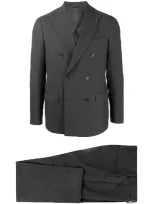 Lardini Double-breasted Two Piece Suit In Grey