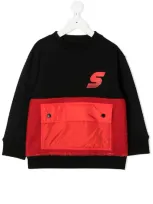 Stella Mccartney Kids' Two-tone Pocket Detail Sweatshirt In Black