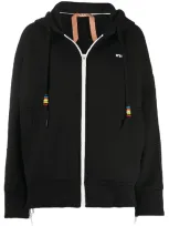 N°21 Zip Hoodie With Beaded Drawstring Hood In Black