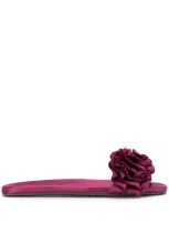 Pedro Garcia Bonta Ruffled Band Sldies In Purple