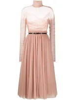 Brognano Sheer Panel Dress In Pink