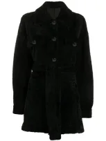 Drome Single-breasted Coat With Belt In Black