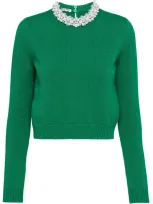 Miu Miu Verzierter Pullover In Green