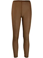 Missoni Ribbed Knit Leggings In Brown