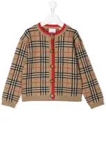 Burberry Kids' Check Button-down Cardigan In Neutrals