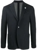 Lardini Check Print Blazer In Blue