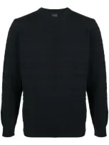 Paul & Shark Horizontal-ribbed Crew Neck Sweater In Blue