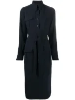 Aspesi Tie-waist Shirt Dress In Blue