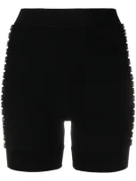 Area Embellished Rib Knit Cycling Shorts In Black