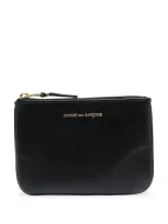 Comme Des Garçons Logo Zipped Wallet In Black