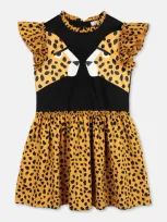 Stella Mccartney Kids' Cheetah-print Organic-cotton Dress In Black