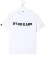 Msgm Kids' Short-sleeve Cotton Logo T-shirt In White