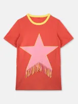 Stella Mccartney Kids' Organic Cotton Dress W/ Star Patch In Red