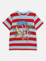 Stella Mccartney Kids' Flamingo Land Organic Cotton T-shirt In Light Blue