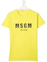 Msgm Teen Metallic Logo-print Cotton T-shirt In Giallo