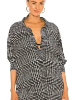 Norma Kamali Oversized Boyfriend Nk Shirt. In Large Glenn Plaid Tweed