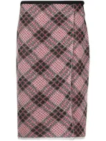 Miu Miu Check-pattern Wraparound Skirt In Red