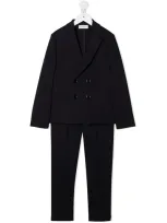 Paolo Pecora Teen Notched-lapels Double-breasted Two-piece Suit In Blue