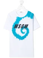 Msgm Kids' Logo-print Short-sleeved T-shirt In White