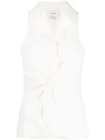 Cinq À Sept Mckenna Sleeveless Knot-front Top In Ivory