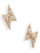 Anzie Celestial Lightning Bolt Stud Earrings In Gold