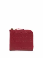 Comme Des Garçons Embossed Zipped Wallet In Red