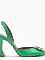 Amina Muaddi Emerald Green Satin Begum Pumps