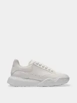 Alexander Mcqueen 45mm Court Leather Sneakers In White