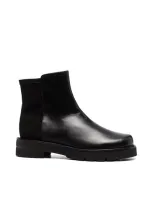 Stuart Weitzman 5050 Lift Leather And Neoprene Ankle Boots In Black Nappa Leather