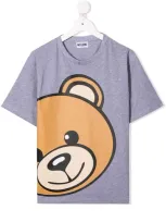 Moschino Kids' T-shirt Grigio Melange Teddy Bear In Jersey Di Cotone