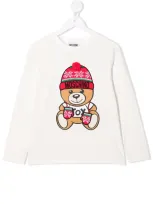 Moschino Kids' Teddy Bear-motif Long-sleeved T-shirt In White