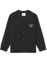 Burberry Kids' Bear Patch Merino Wool Knit Cardigan In Black