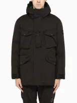 Stone Island Black Down Jacket With Pockets