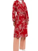 F.r.s For Restless Sleepers Belted Jacquard Coat In Red