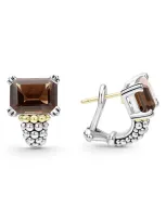 Lagos Small Glacier Smoky Quartz Half Hoop Earrings In Brown/silver