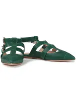 Redv Lizard-effect Leather Point-toe Flats In Green