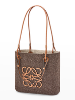 Loewe Square Felt Logo Basket Tote Bag In 3115 Brown/beige