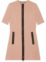 Gucci Front-zip Short-sleeve Dress In Pink