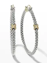 Lagos Caviar Lux Diamond-x Skinny Hoop Earrings W/ 18k Gold